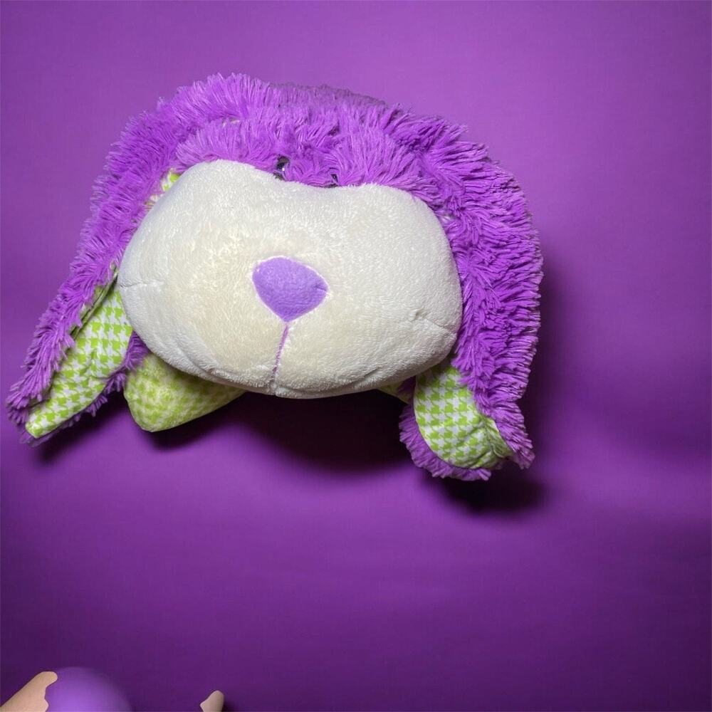 RARE Pillow Pets Bunny Rabbit Purple Green 18" Plush Long Ears 2009 Pattern